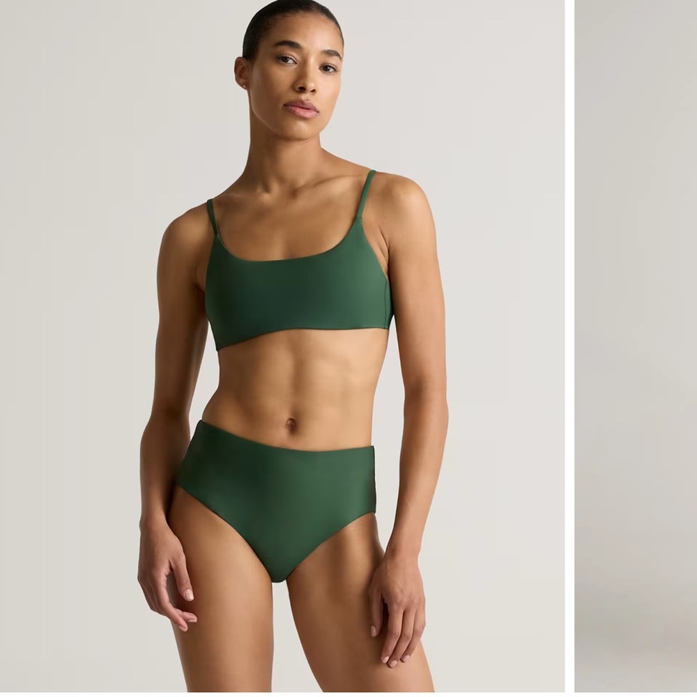 Quince Women's Forest Green Scoop Neck Bikini Top and High Waist Bottom